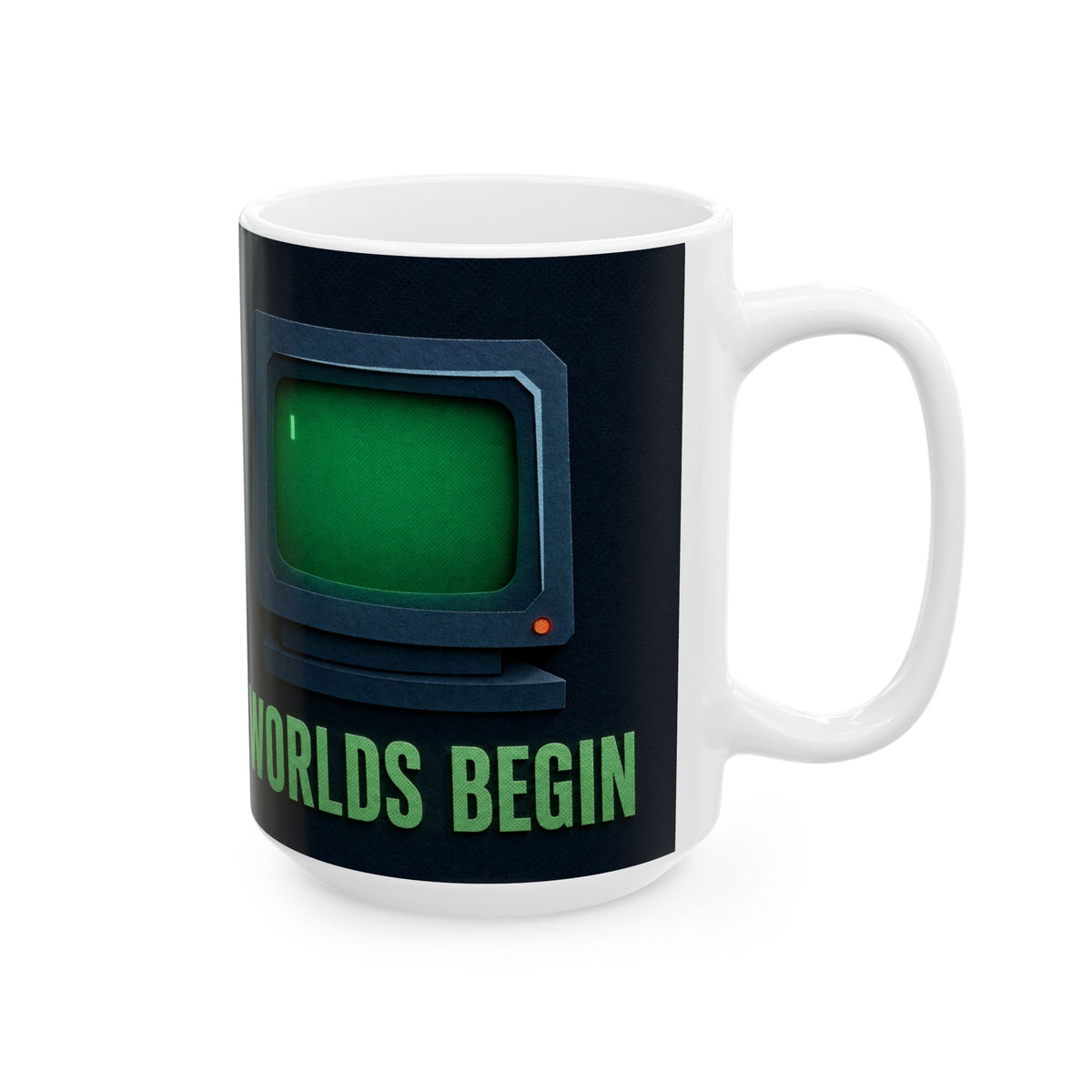 Glowing Phosphor Green Cursor CRT Monitor Mug for 2am Coders and Prompt Engineers