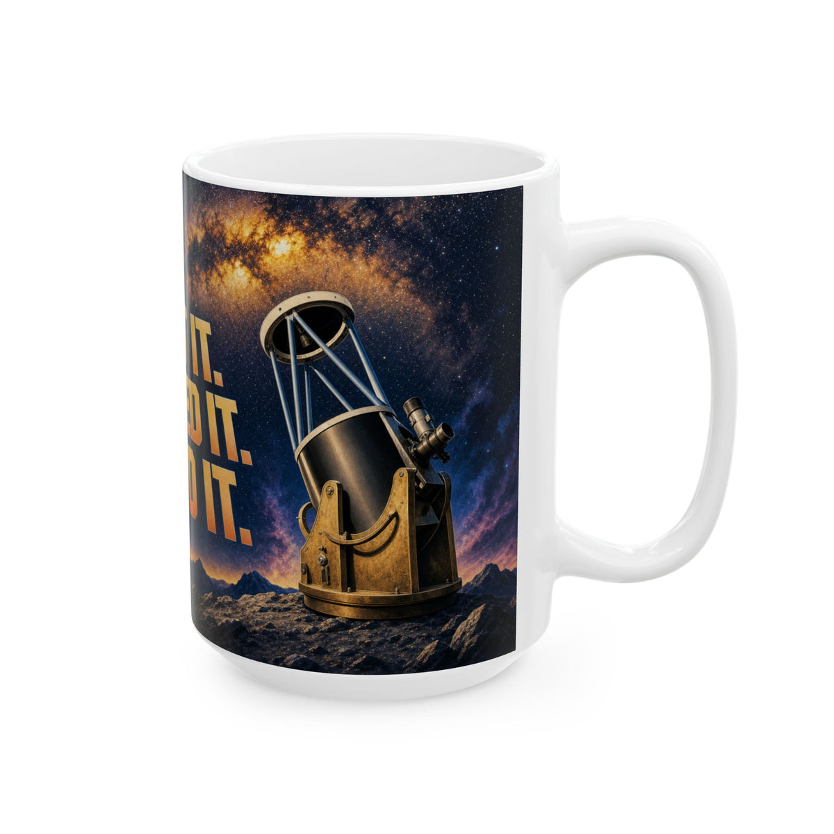 Dobsonian Telescope Night Sky Astronomy Mug Milky Way Starfield Airbrushed Space Art
