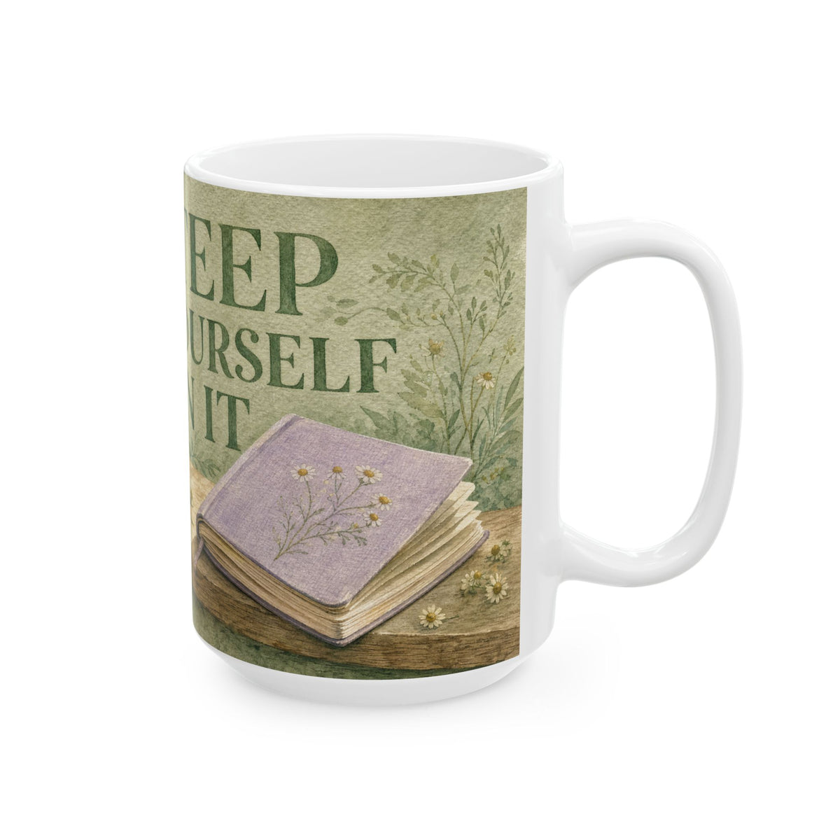 Pothos Windowsill Self-Care Still Life Mug Soft Sage Botanical Watercolour