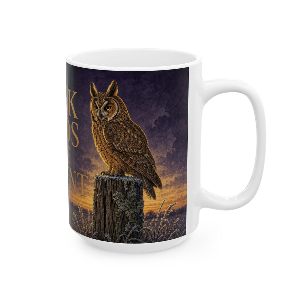 Long-Eared Owl Winter Dusk Mug Atmospheric Wildlife Birdwatching Gift
