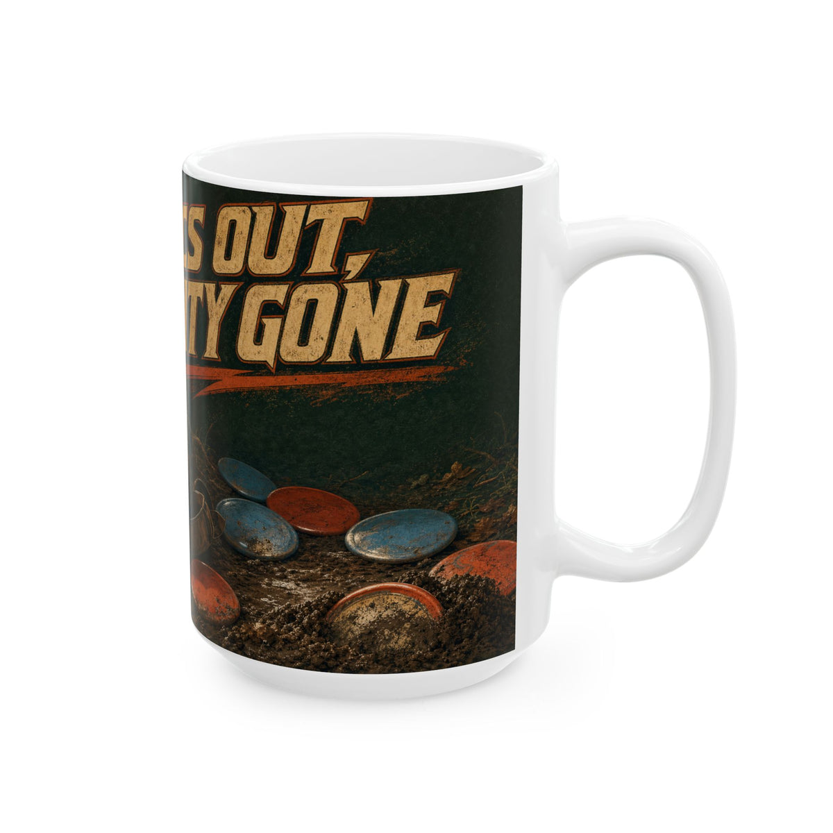 Disc Golf Bag Spilled Discs Muddy Mug funny disc golfer gift forest trail