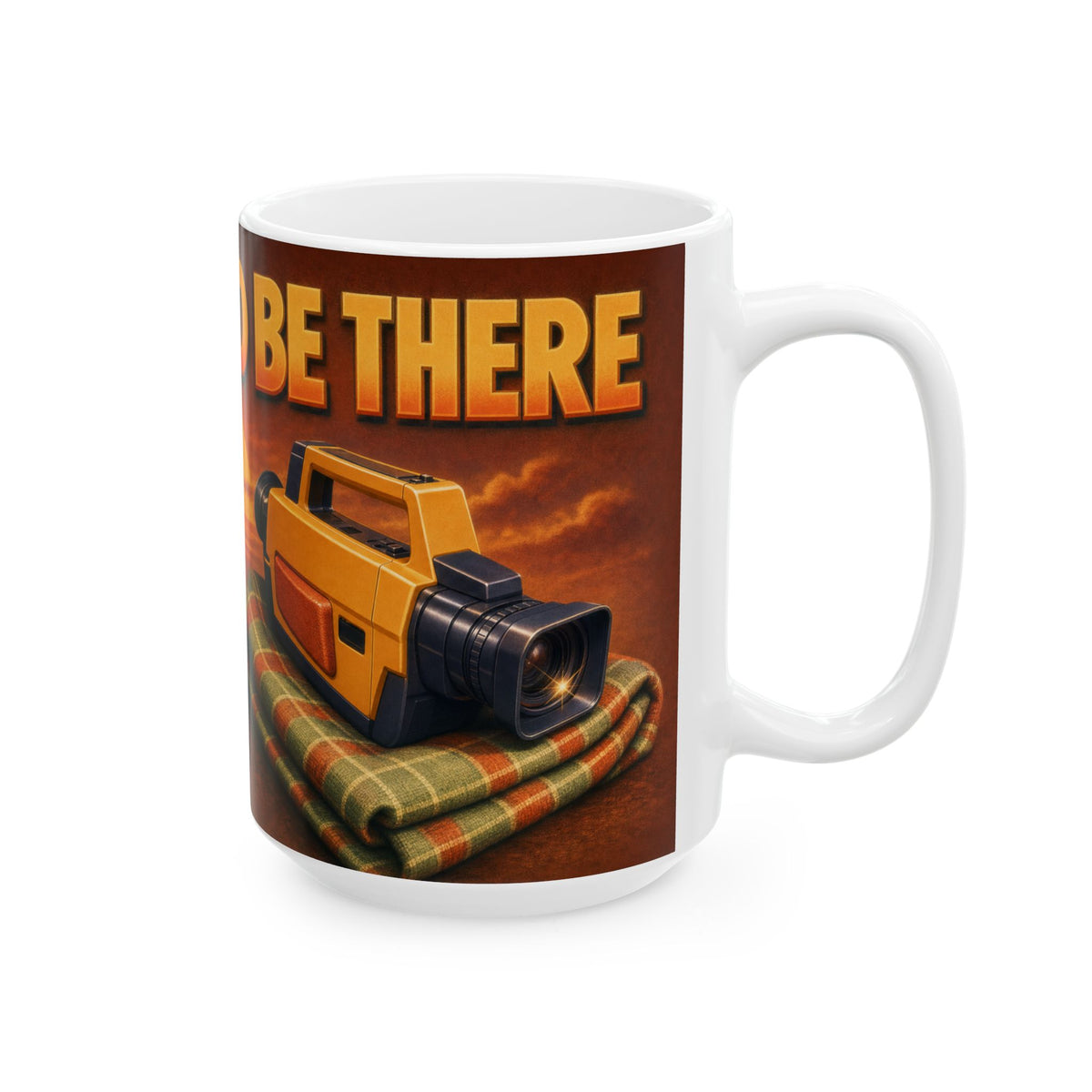 VHS Camcorder Golden Hour Nostalgia Mug 1980s Home Video Retro Art Coffee Cup