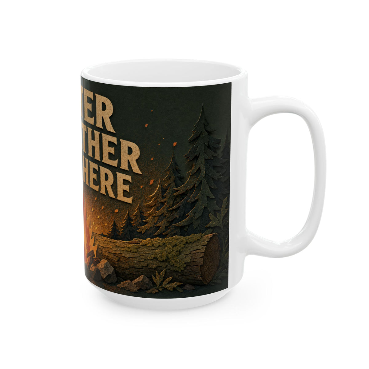 Campfire Mugs Cosy Camping Scene Ceramic Mug Couple Outdoors Gift
