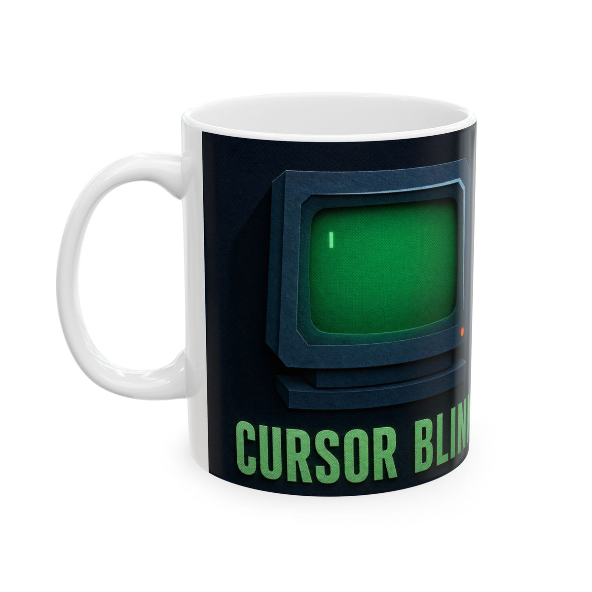 Glowing Phosphor Green Cursor CRT Monitor Mug for 2am Coders and Prompt Engineers