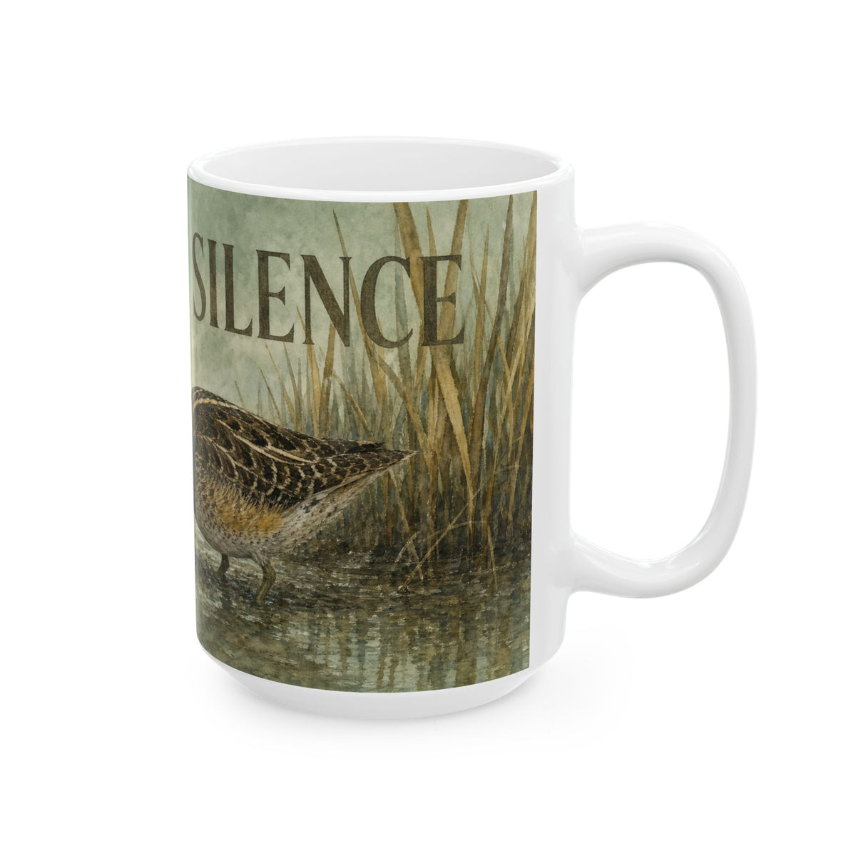Common Snipe Watercolour Mug Marsh Wading Bird Ornithology Illustration Reed Bed