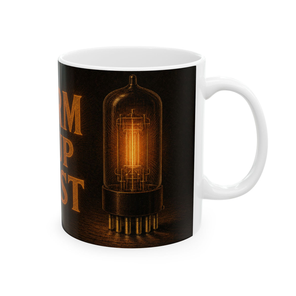 Vacuum Tube Amber Glow Mug for Tube Amplifier Builders and Audio Enthusiasts