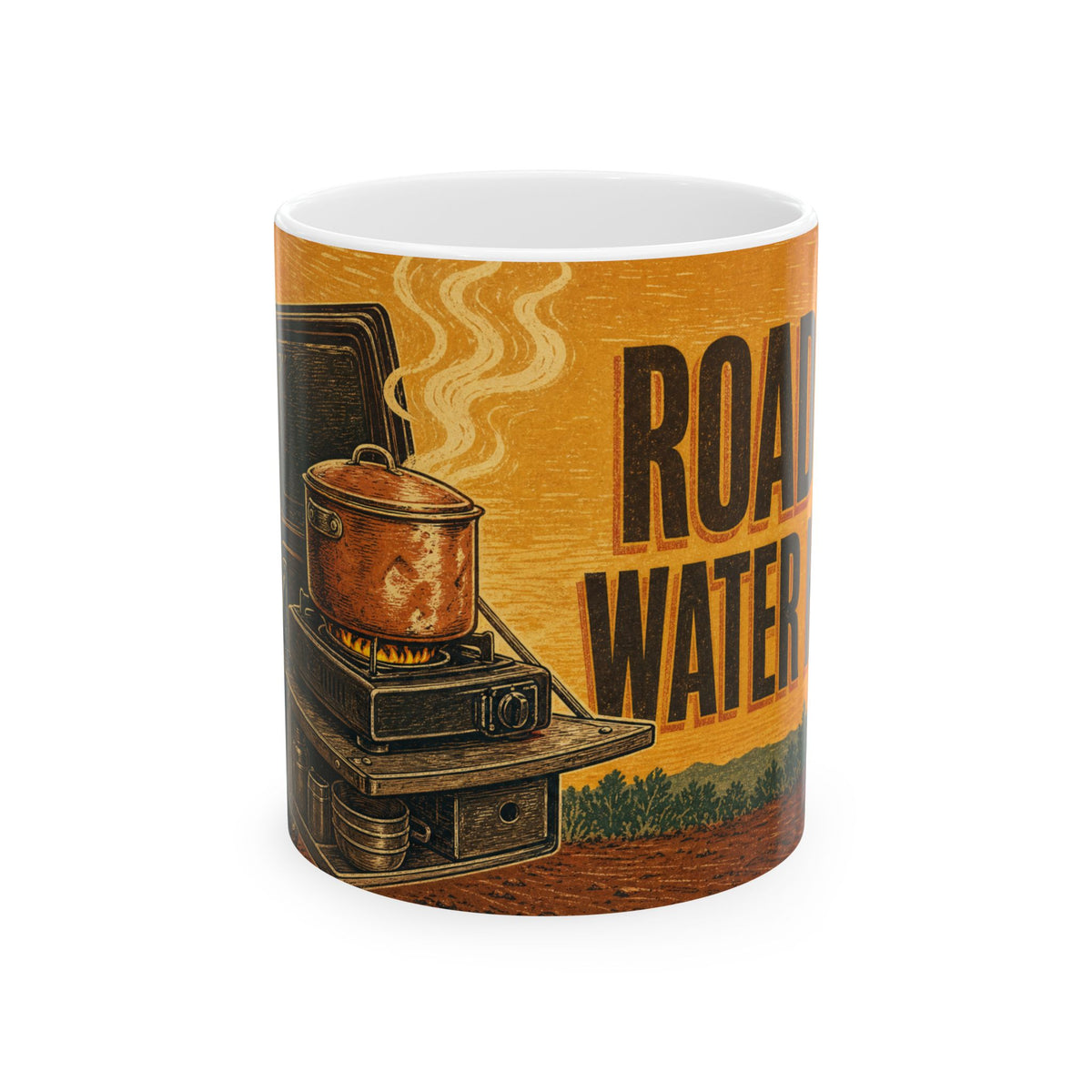 Van Life Cooking Camp Kitchen Mug linocut print outdoor burner road trip