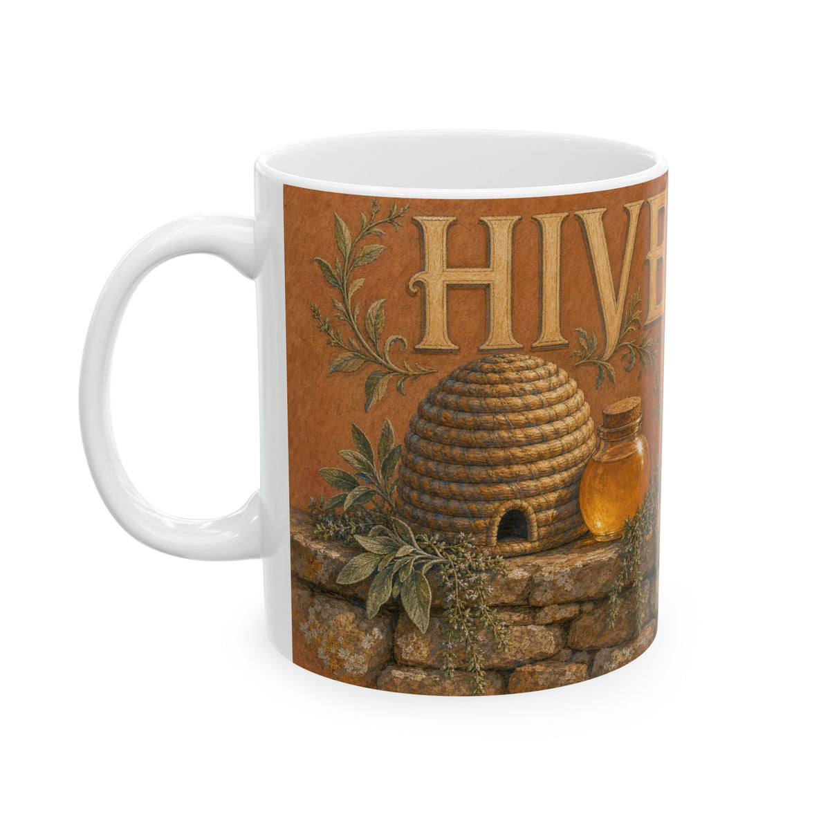 Wicker Skep Beekeeping Mug Hive Mind Honey Jar Garden Wall Still Life Gift