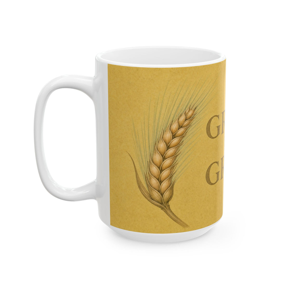 Grain By Grain Home Brewing Mug Barley Botanical Pen and Ink Art Coffee Cup