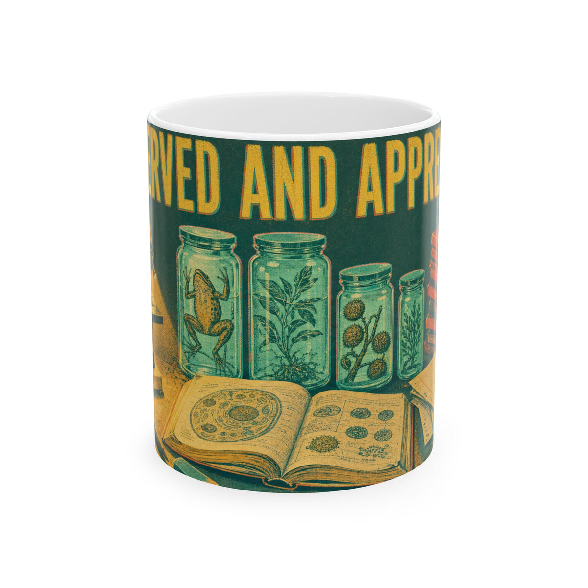 Biology Teacher Desk Mug Microscope Specimen Jars Science Classroom Gift