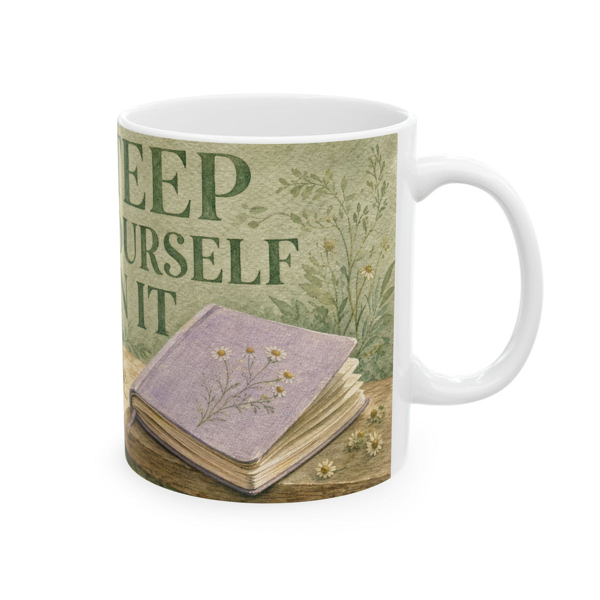 Pothos Windowsill Self-Care Still Life Mug Soft Sage Botanical Watercolour