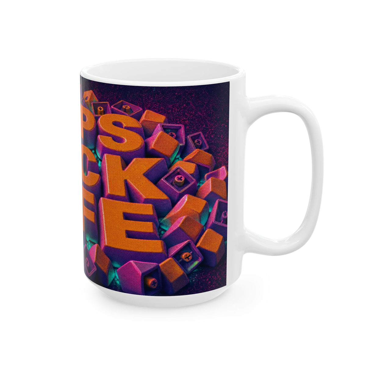 Mechanical Keyboard Art Mug Keycap Spill RGB Glow Cyberpunk Desk Coffee Cup