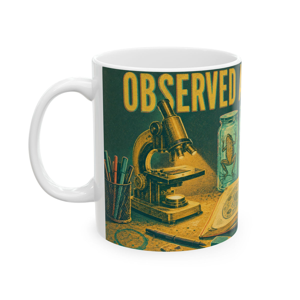 Biology Teacher Desk Mug Microscope Specimen Jars Science Classroom Gift
