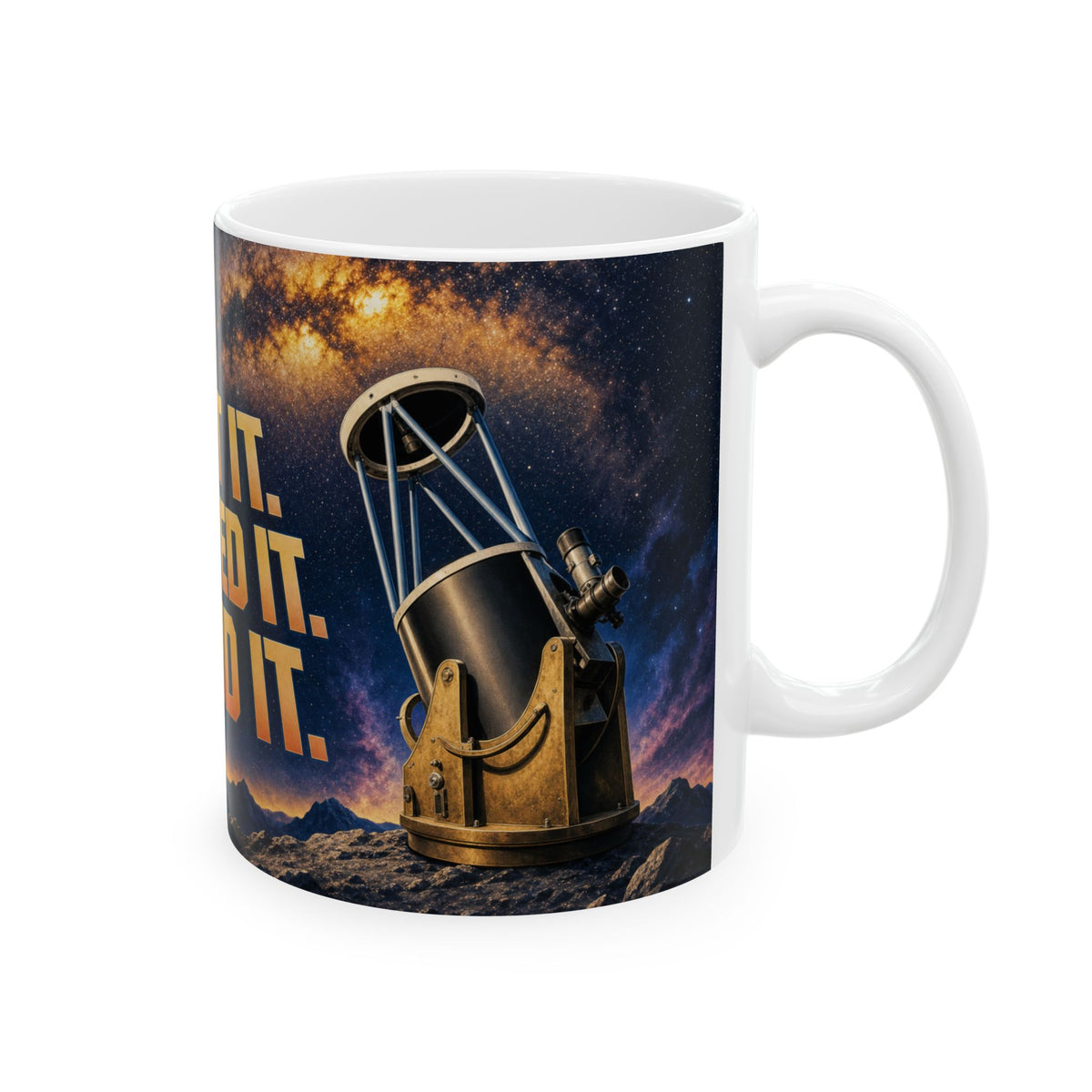 Dobsonian Telescope Night Sky Astronomy Mug Milky Way Starfield Airbrushed Space Art