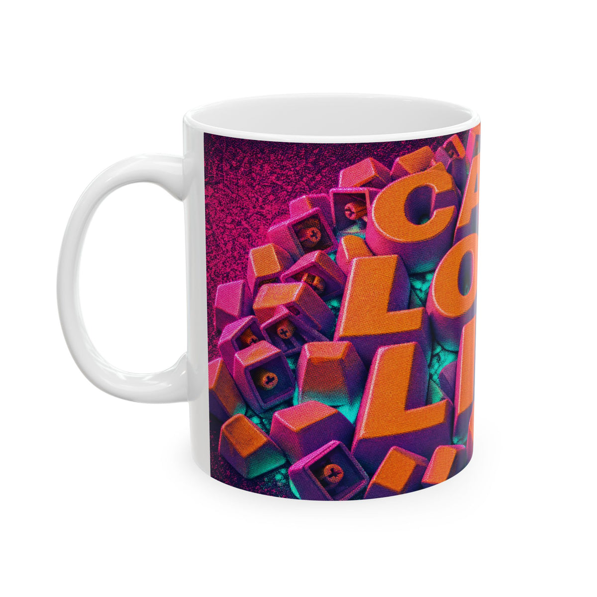 Mechanical Keyboard Art Mug Keycap Spill RGB Glow Cyberpunk Desk Coffee Cup