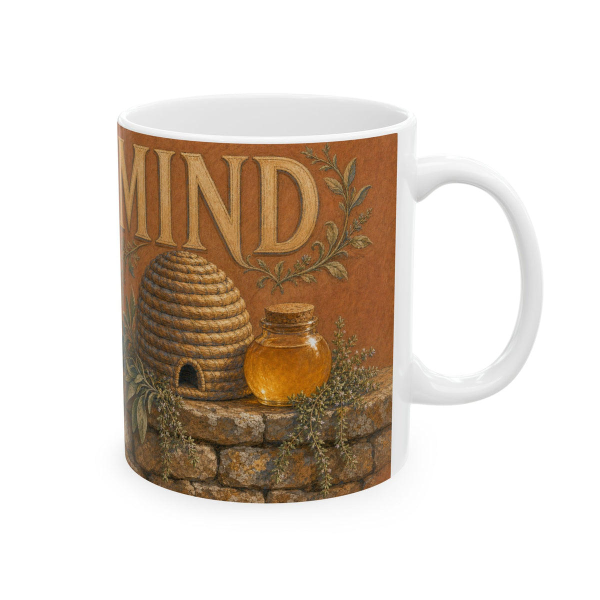 Wicker Skep Beekeeping Mug Hive Mind Honey Jar Garden Wall Still Life Gift