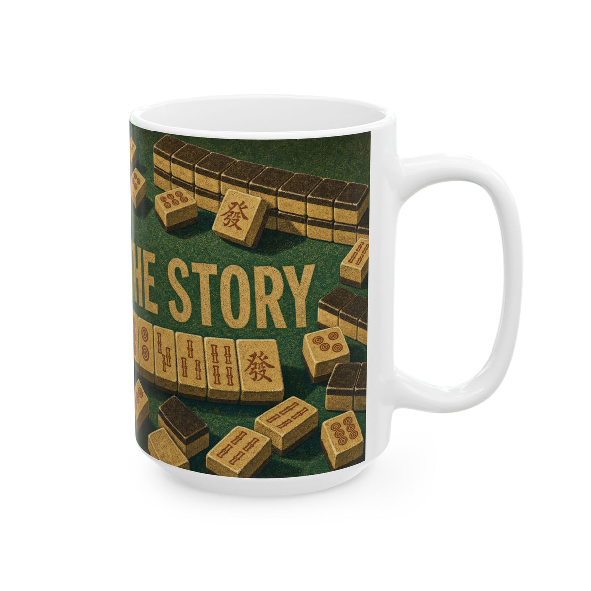 Mahjong Tiles Green Felt Game Night Coffee Mug for Mahjong Players