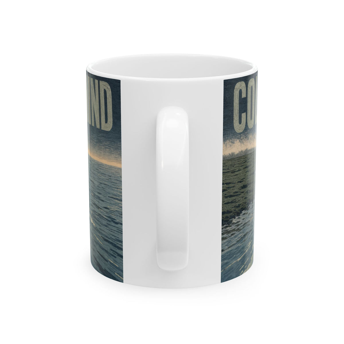 Wild Swimmer Open Water Mug woodblock print style slate blue dawn cold water swimming