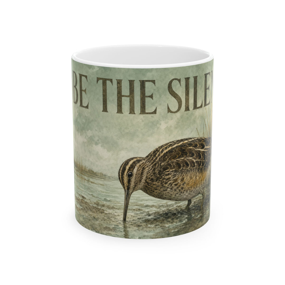 Common Snipe Watercolour Mug Marsh Wading Bird Ornithology Illustration Reed Bed