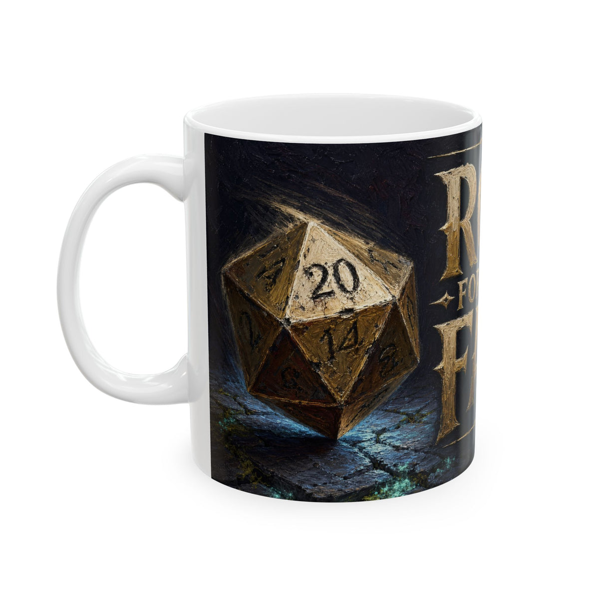 Roll For Your Fate d20 Dice Dungeon Master Gift Tabletop RPG Mug