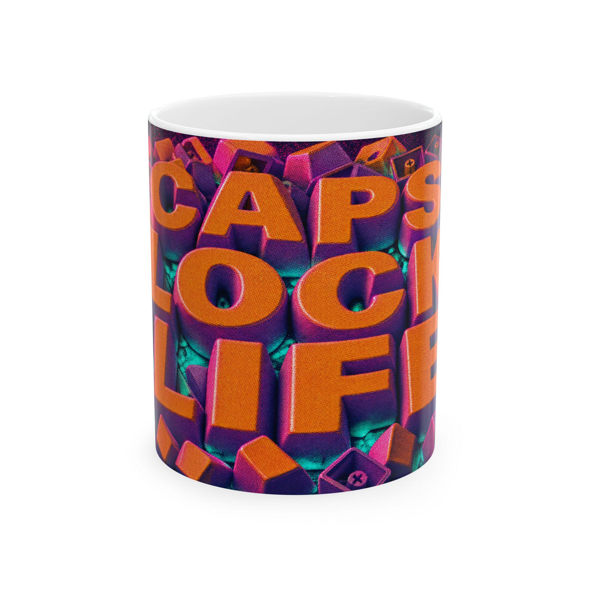 Mechanical Keyboard Art Mug Keycap Spill RGB Glow Cyberpunk Desk Coffee Cup