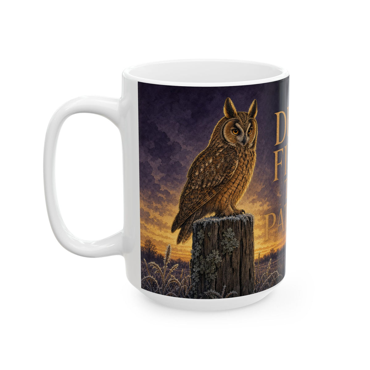 Long-Eared Owl Winter Dusk Mug Atmospheric Wildlife Birdwatching Gift