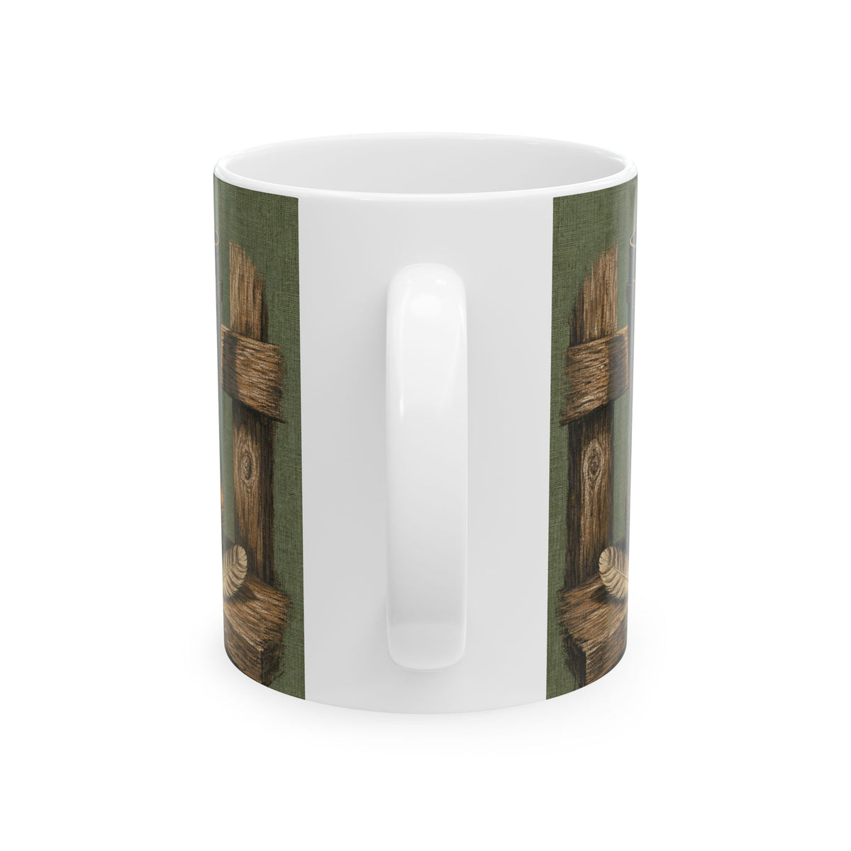 Birdwatching Humor Mug Wellington Boot Stile Feather Field Gear Olive Green