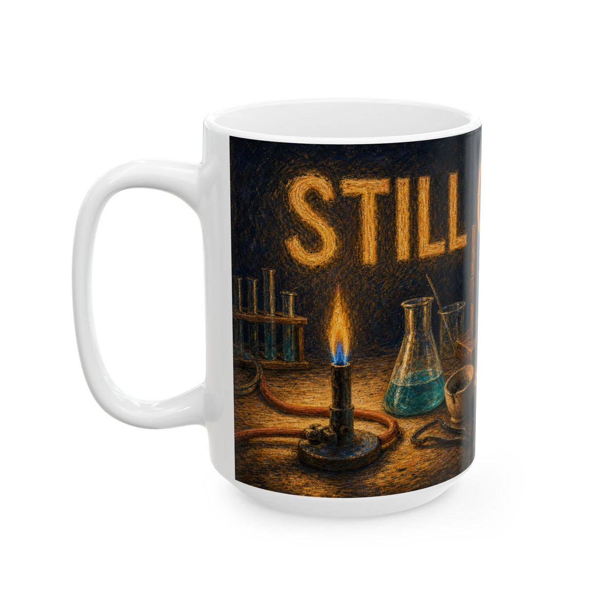 Science Lab Bench Mug for Chemistry Teachers - Still Glowing End of Day