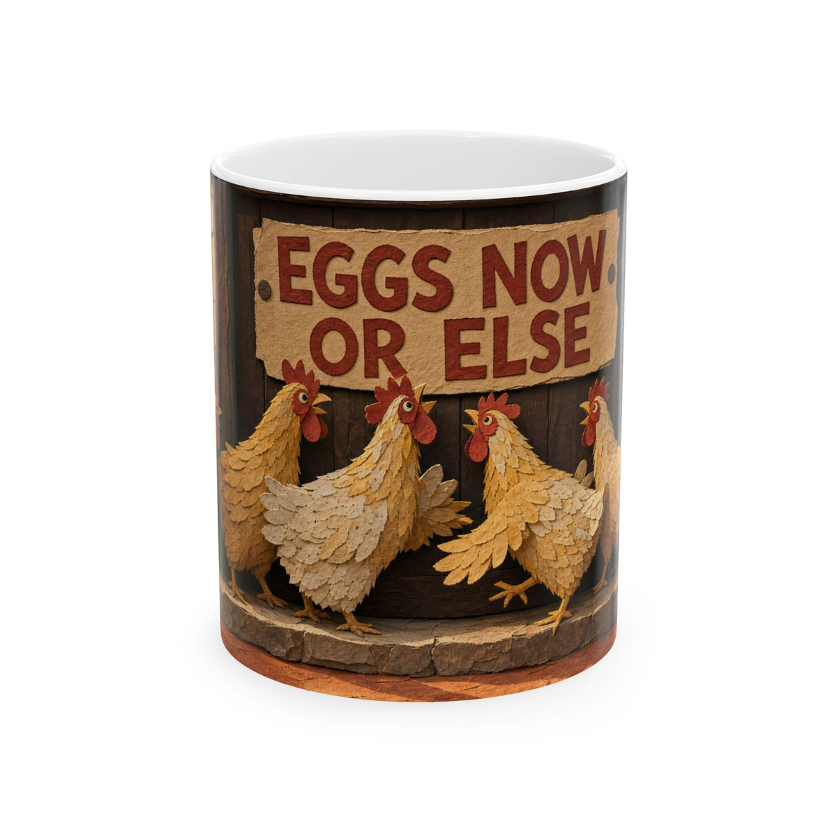 Backyard Chickens Mug Hen Flock Dawn Doorstep Terracotta Cottage Humor Gift