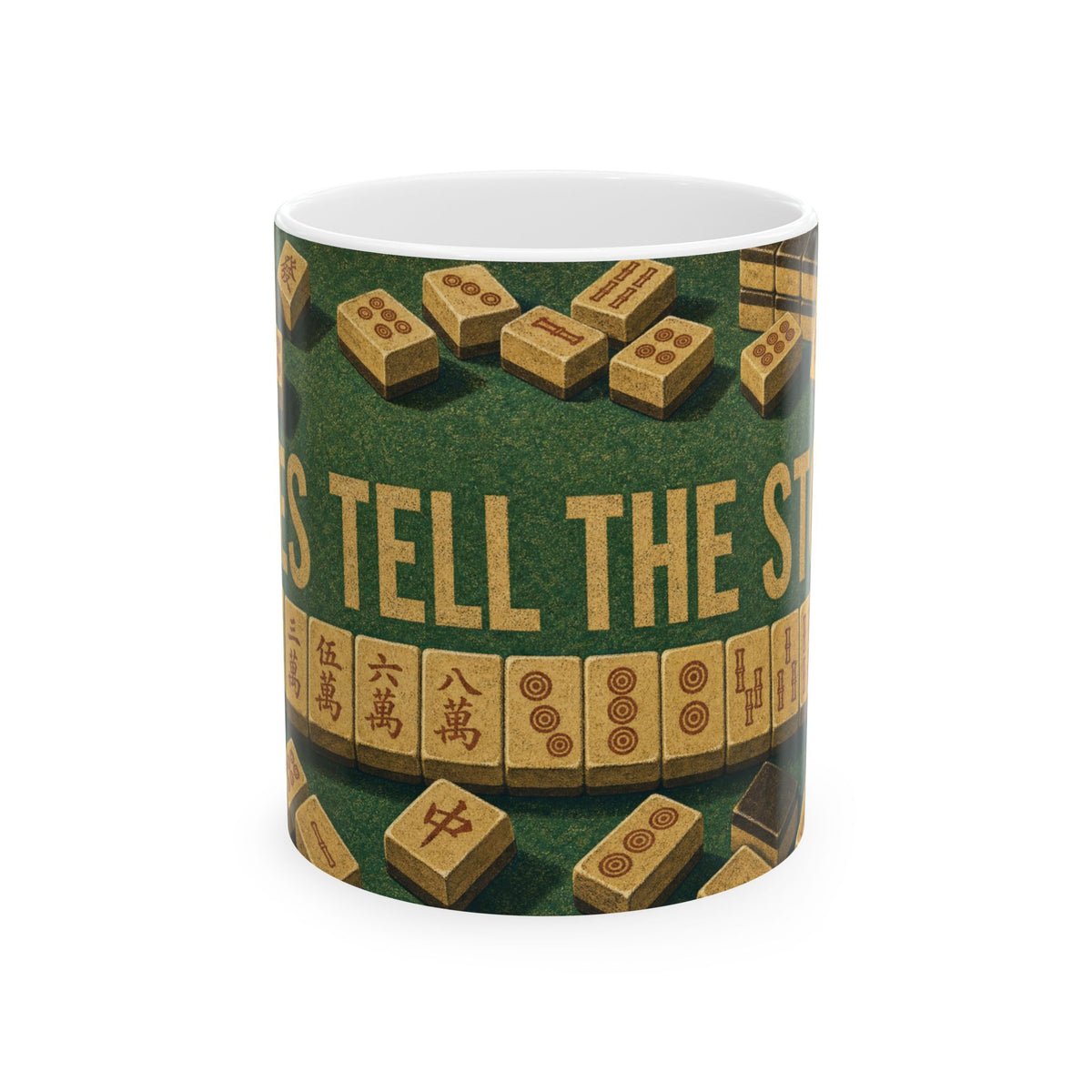 Mahjong Tiles Green Felt Game Night Coffee Mug for Mahjong Players
