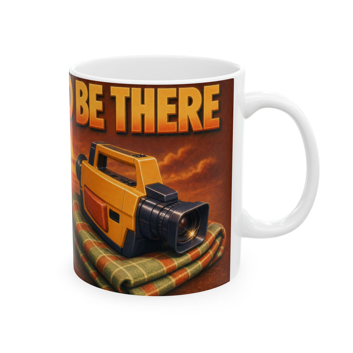 VHS Camcorder Golden Hour Nostalgia Mug 1980s Home Video Retro Art Coffee Cup