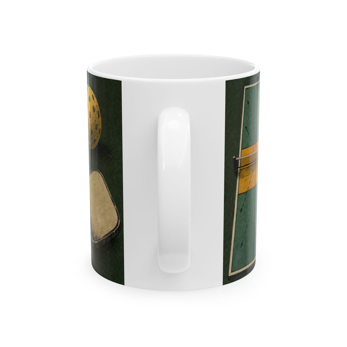 Pickleball Court Illustration Mug - Banger vs Dinker Vintage Retro Athletic Style