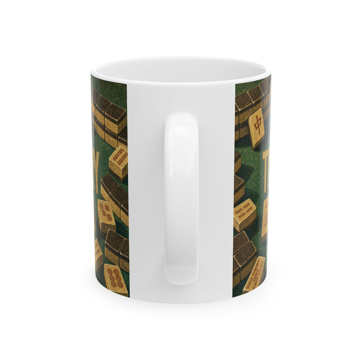 Mahjong Tiles Green Felt Game Night Coffee Mug for Mahjong Players