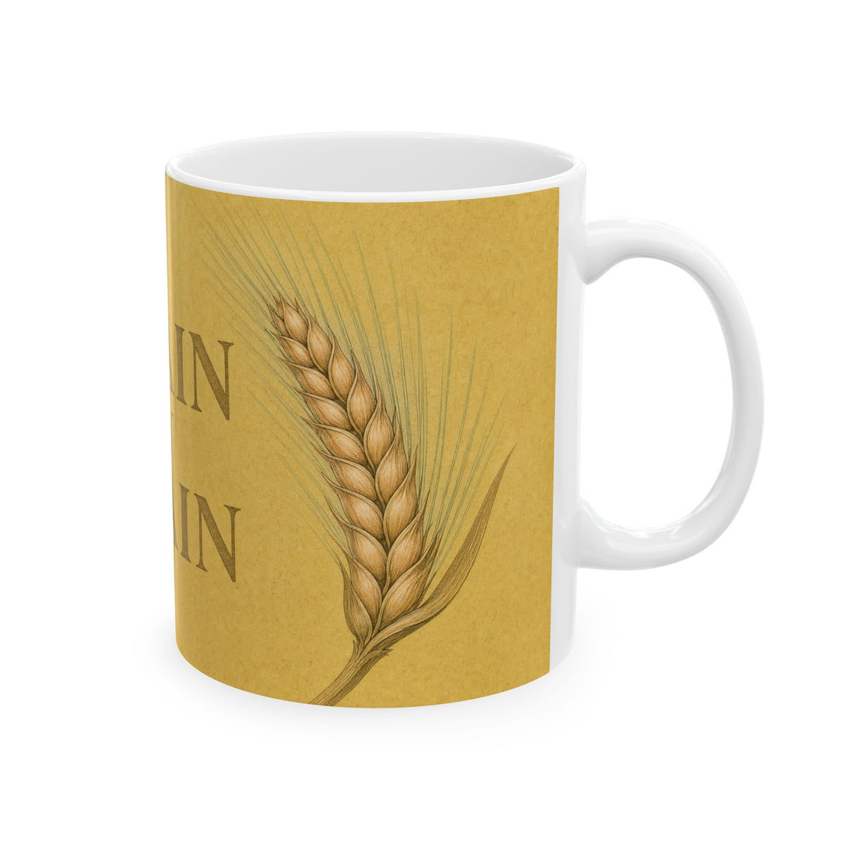 Grain By Grain Home Brewing Mug Barley Botanical Pen and Ink Art Coffee Cup