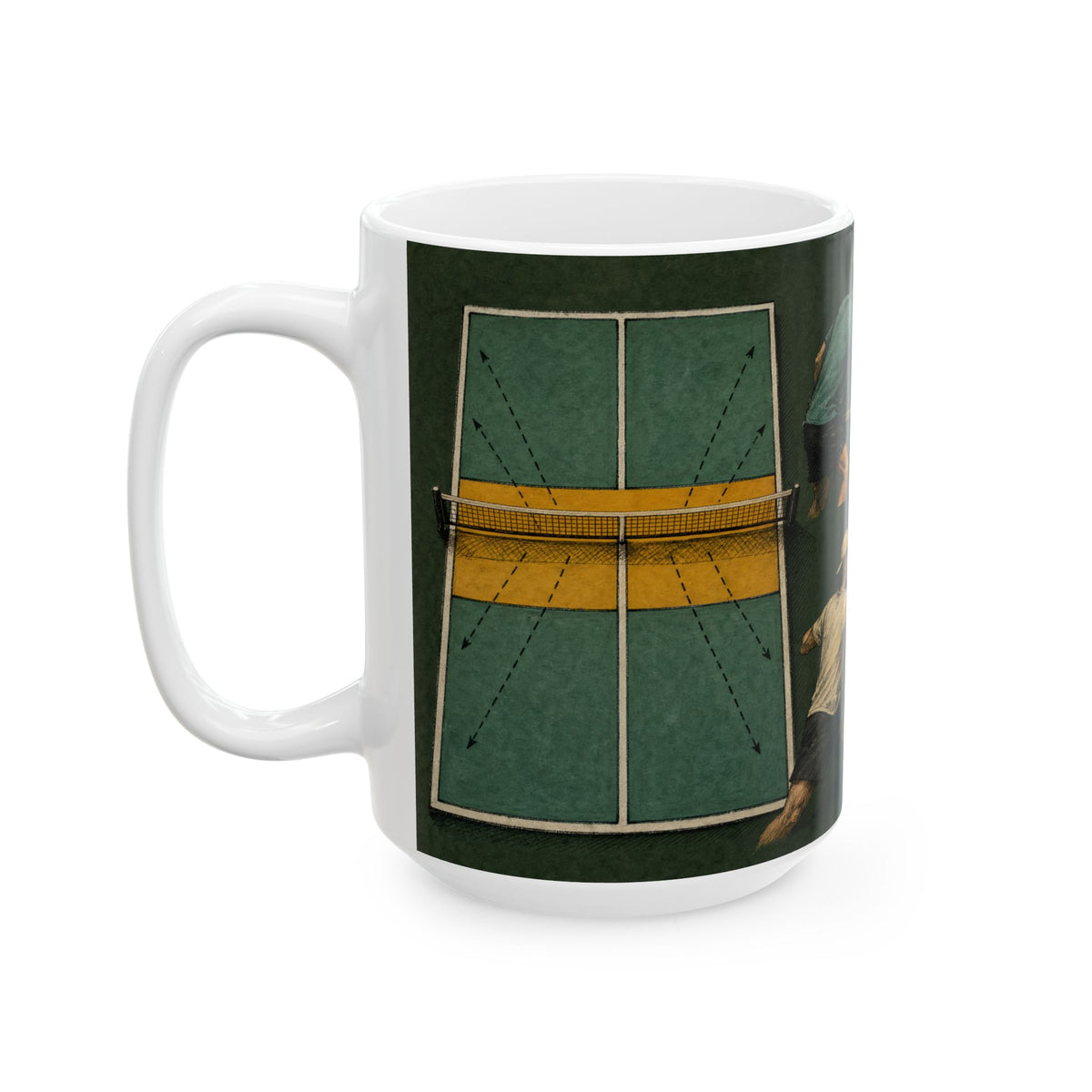 Pickleball Court Illustration Mug - Banger vs Dinker Vintage Retro Athletic Style