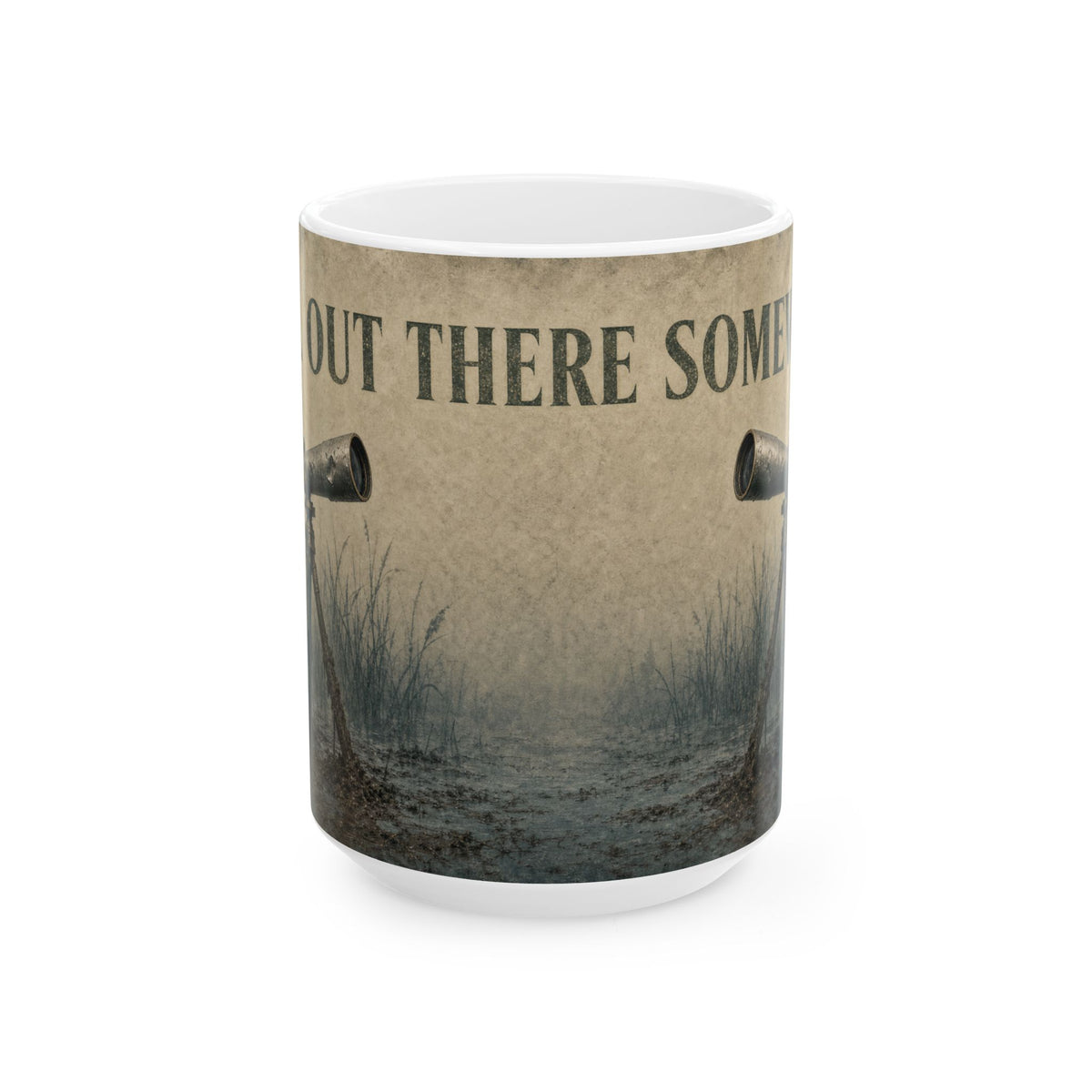 Spotting Scope Fog Birding Humour Mug Twitcher Cold Morning Reed Bed Mist