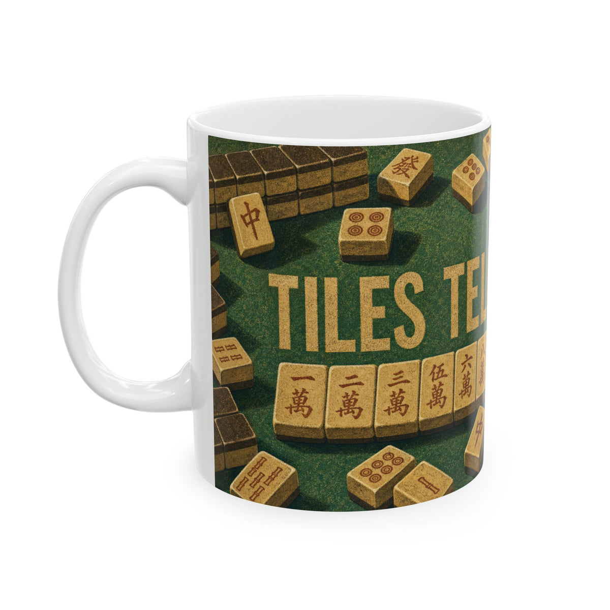 Mahjong Tiles Green Felt Game Night Coffee Mug for Mahjong Players