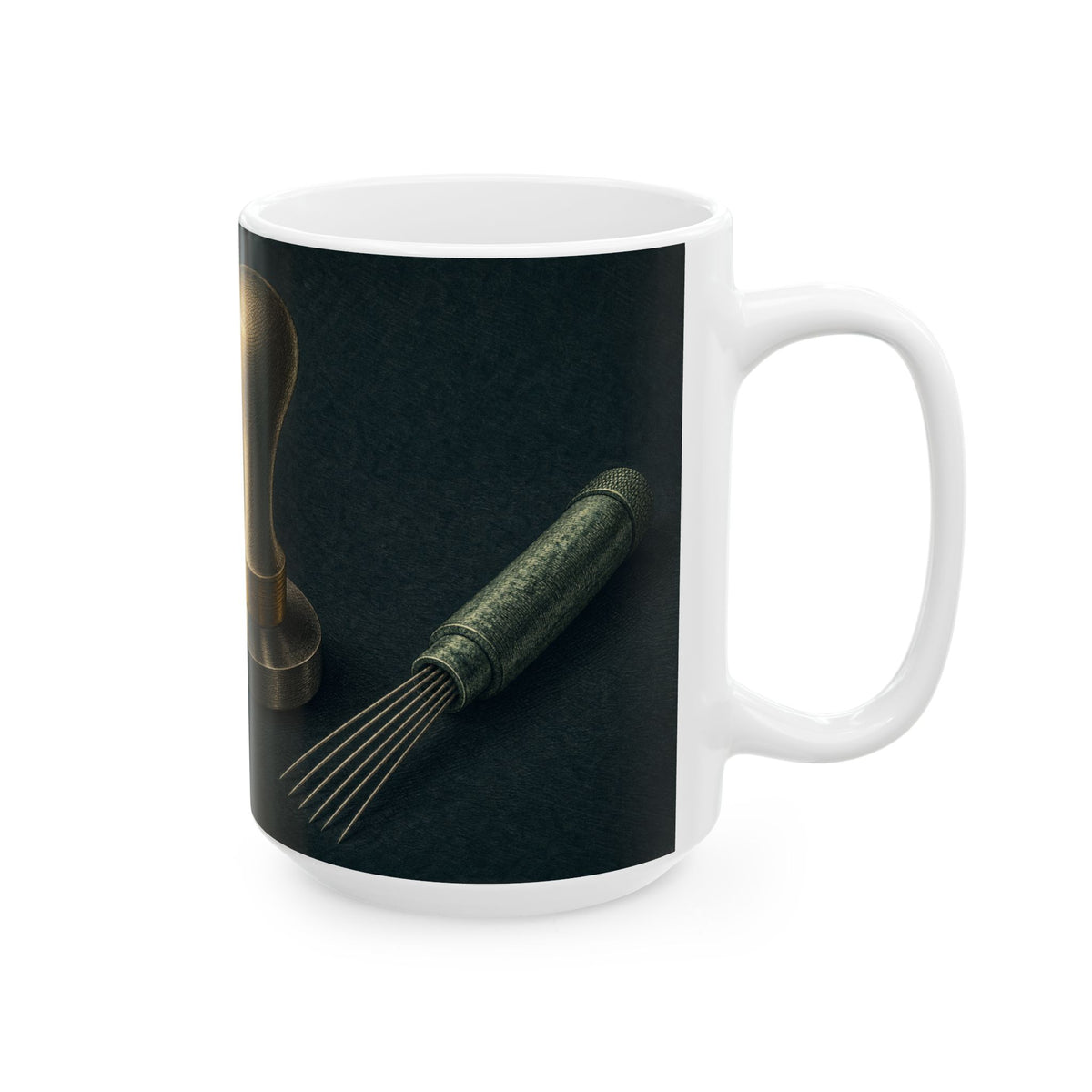 Espresso Puck Cross Section Mug Vintage Specimen Engraving Tamper WDT Needle Tool