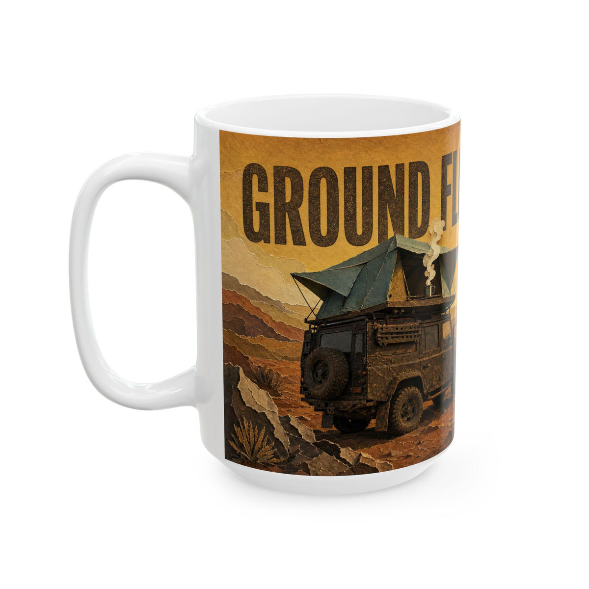 Rooftop Tent Dawn 4x4 Off Road Coffee Mug overlanding sunrise camping