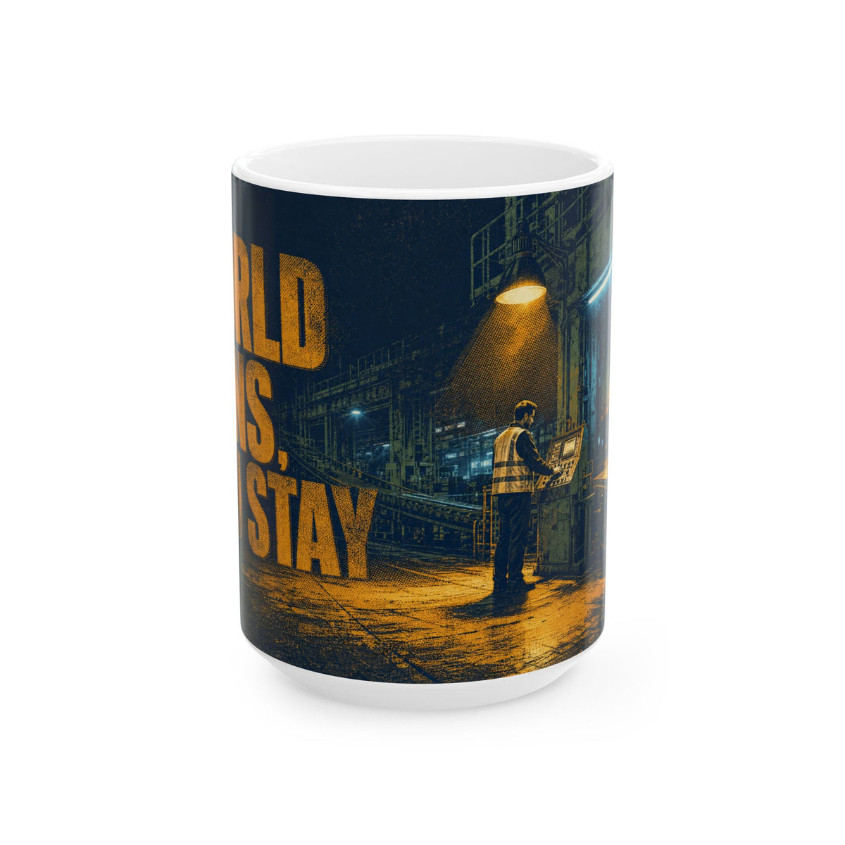Night Shift Factory Worker Mug, Industrial Halftone Grain Print, Lone Worker Gift
