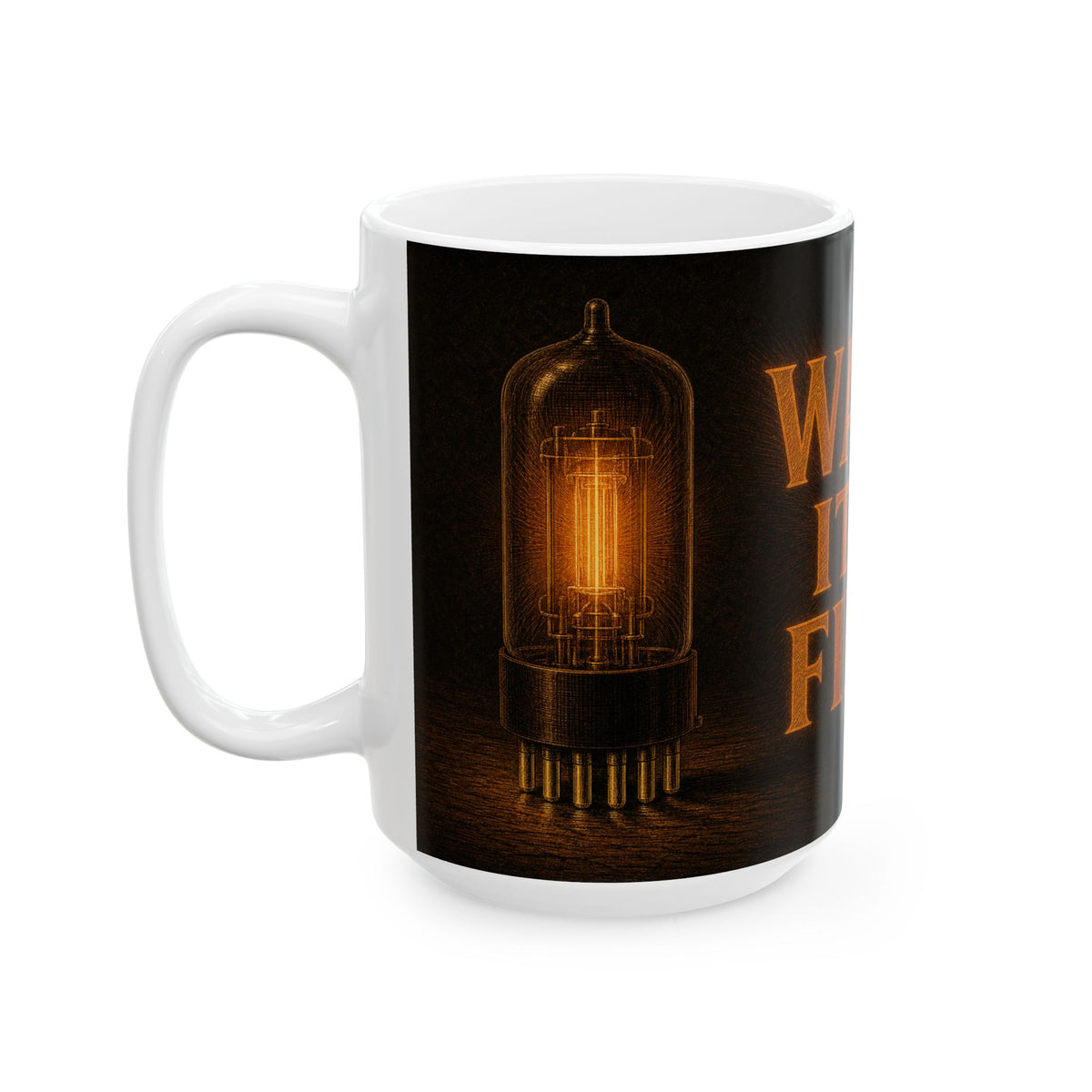 Vacuum Tube Amber Glow Mug for Tube Amplifier Builders and Audio Enthusiasts