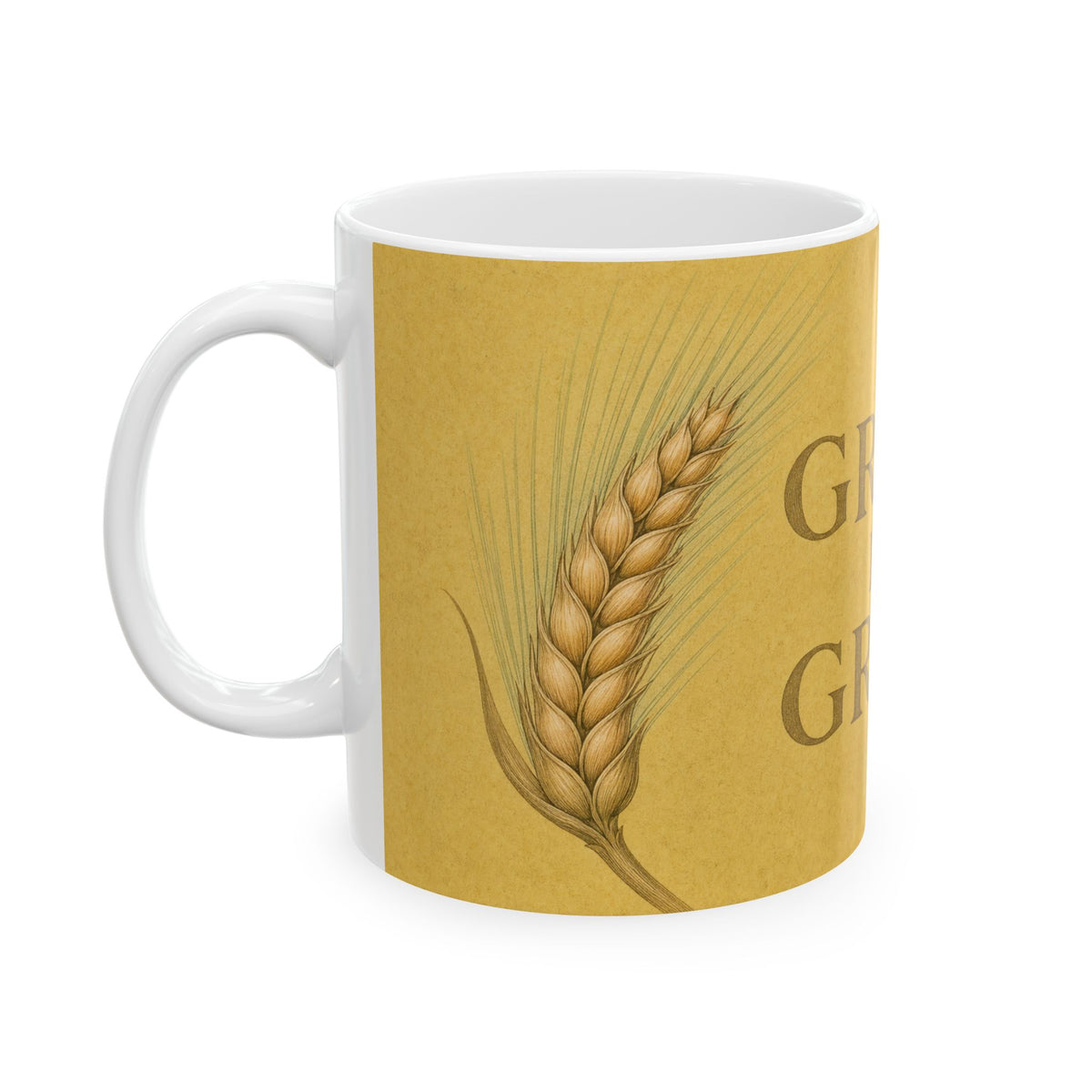Grain By Grain Home Brewing Mug Barley Botanical Pen and Ink Art Coffee Cup