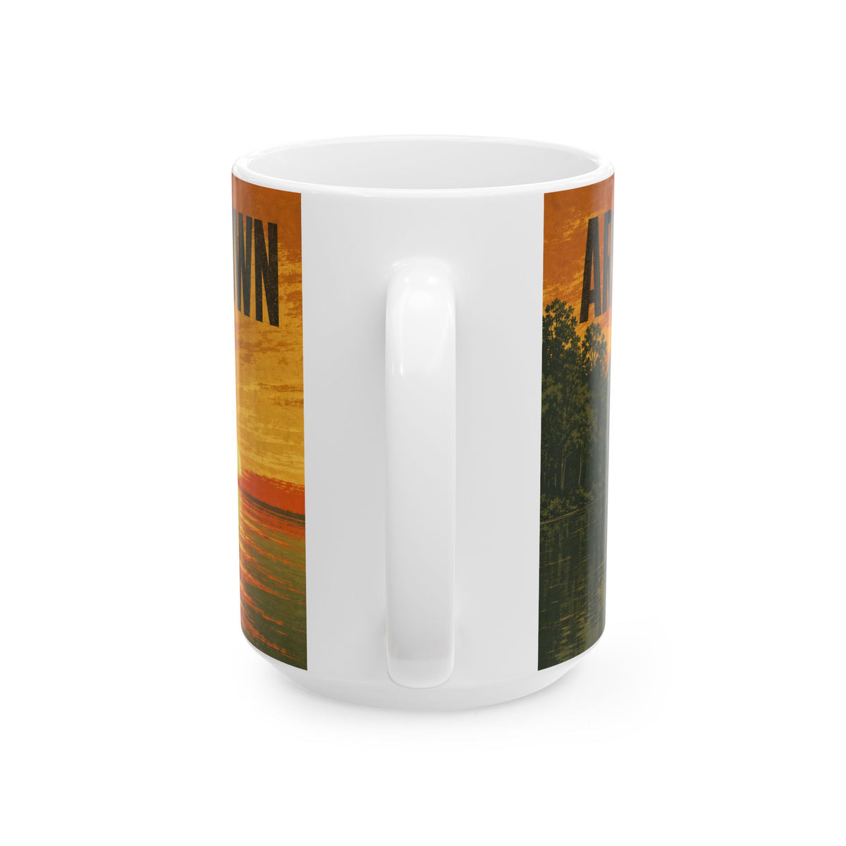 Bowfishing Dusk Jon Boat Silhouette Mug River Sunset Poster Art Gift