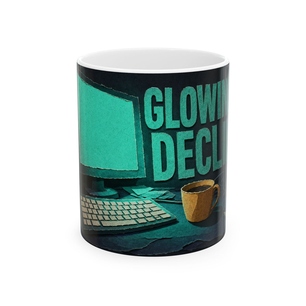 Remote Worker Late Night Desk Mug, Monitor Glow Dark Humour Office Gift