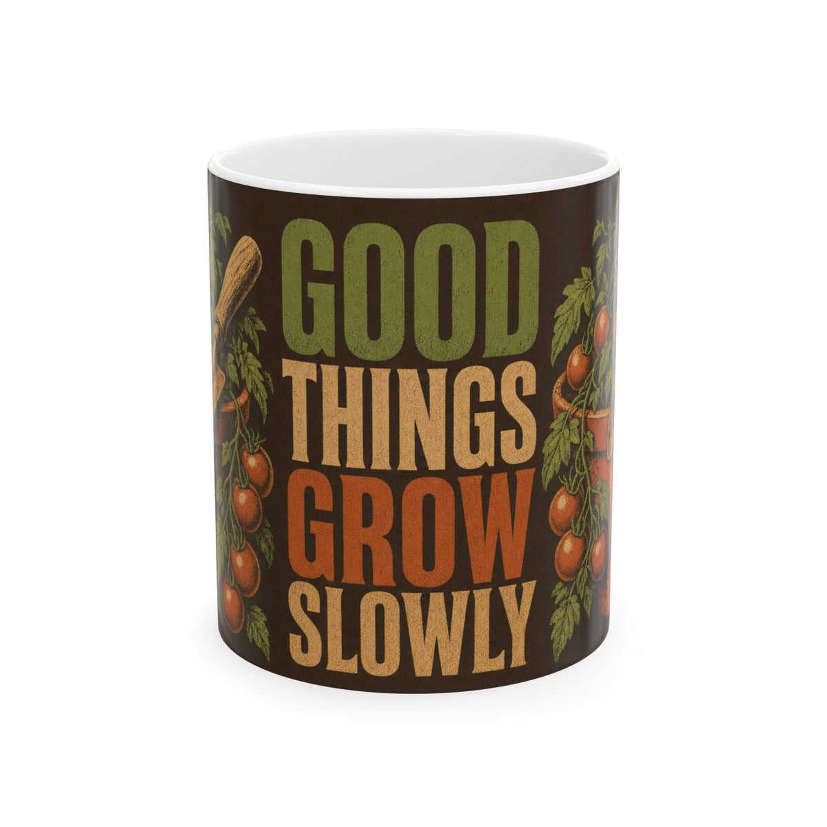 Terracotta Pot Tomatoes Mug Retired Gardener Gift Garden Trowel Illustration