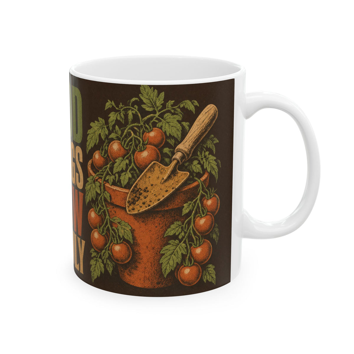 Terracotta Pot Tomatoes Mug Retired Gardener Gift Garden Trowel Illustration