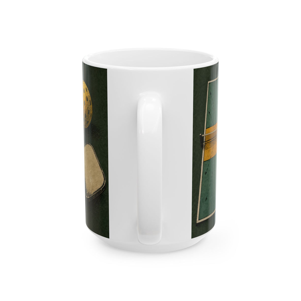 Pickleball Court Illustration Mug - Banger vs Dinker Vintage Retro Athletic Style