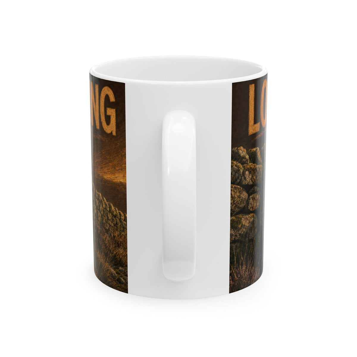 Bikepacking Adventure Mug loaded touring bike golden hour dry-stone wall