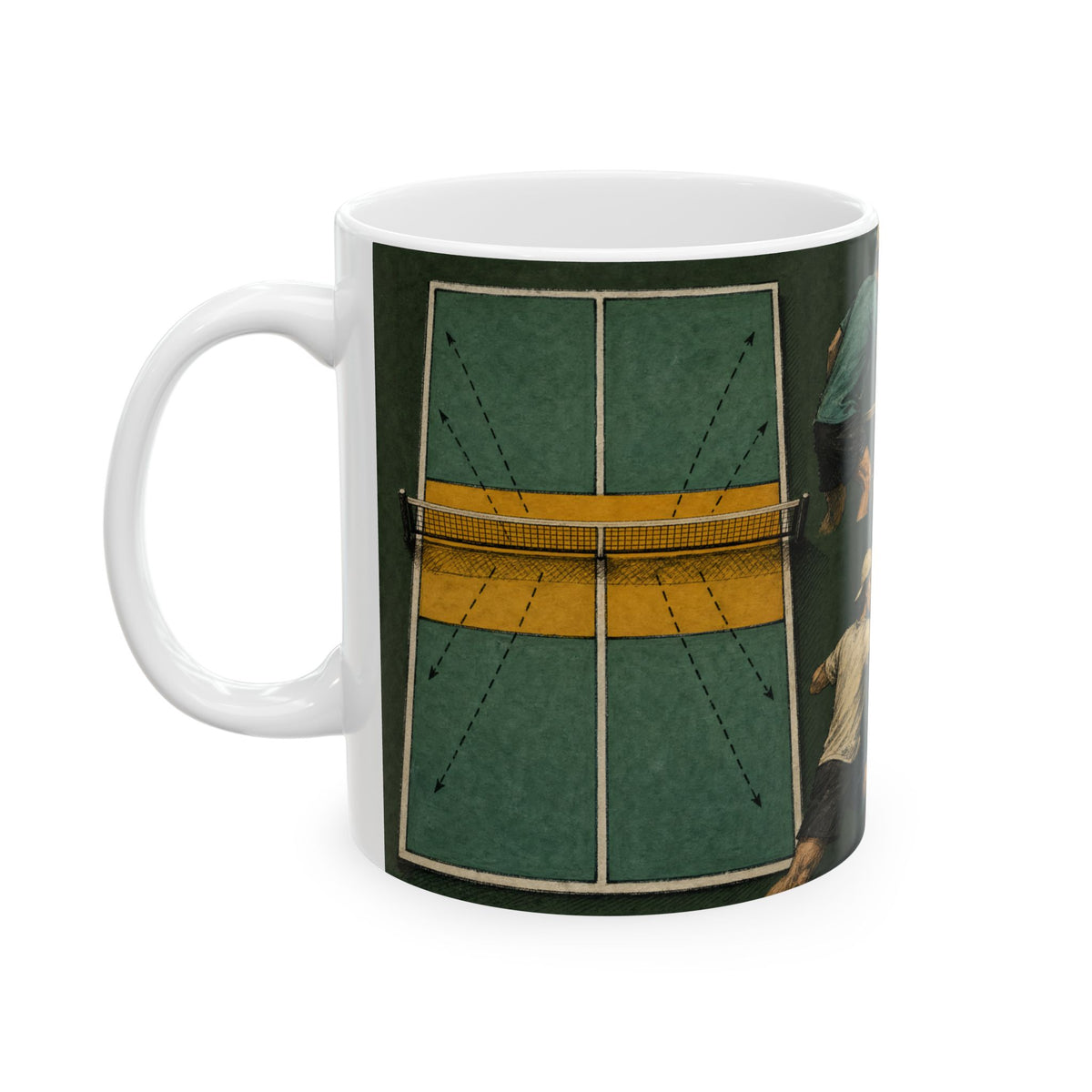 Pickleball Court Illustration Mug - Banger vs Dinker Vintage Retro Athletic Style