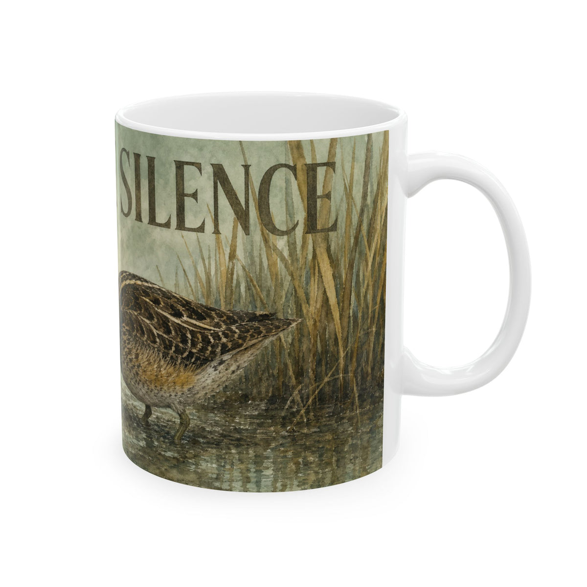 Common Snipe Watercolour Mug Marsh Wading Bird Ornithology Illustration Reed Bed